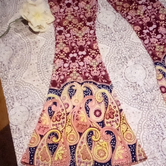 - "Love Fire" boho print  flare pants - Picture 12 of 15